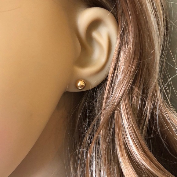 Element Shine Jewelry 4k Solid Gold Half Ball Screw Back Earrings